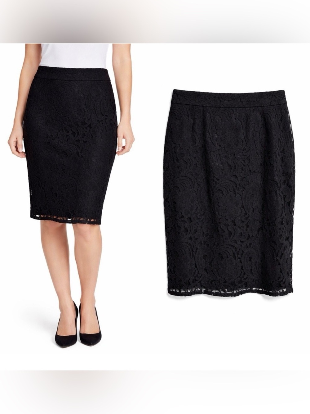 Chico’s black lace pencil skirt Size 1 (us 8)